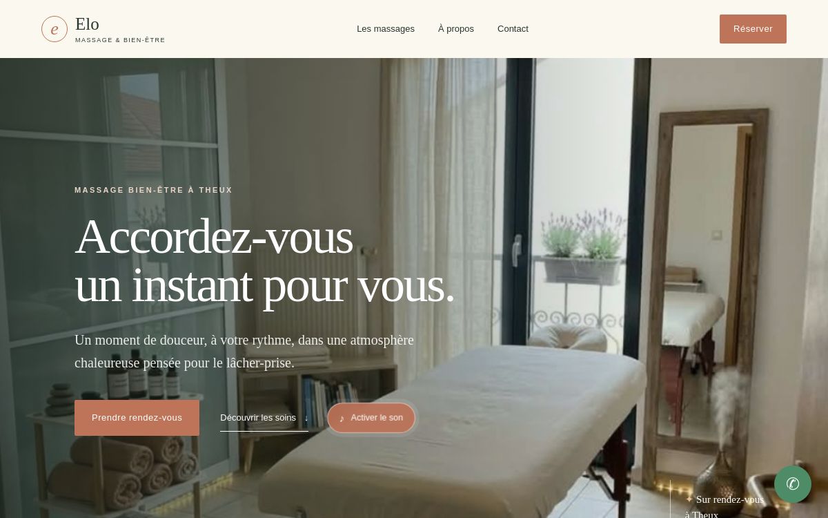 Aperçu du site Elo Massage à Theux créé par PEPR Apps
